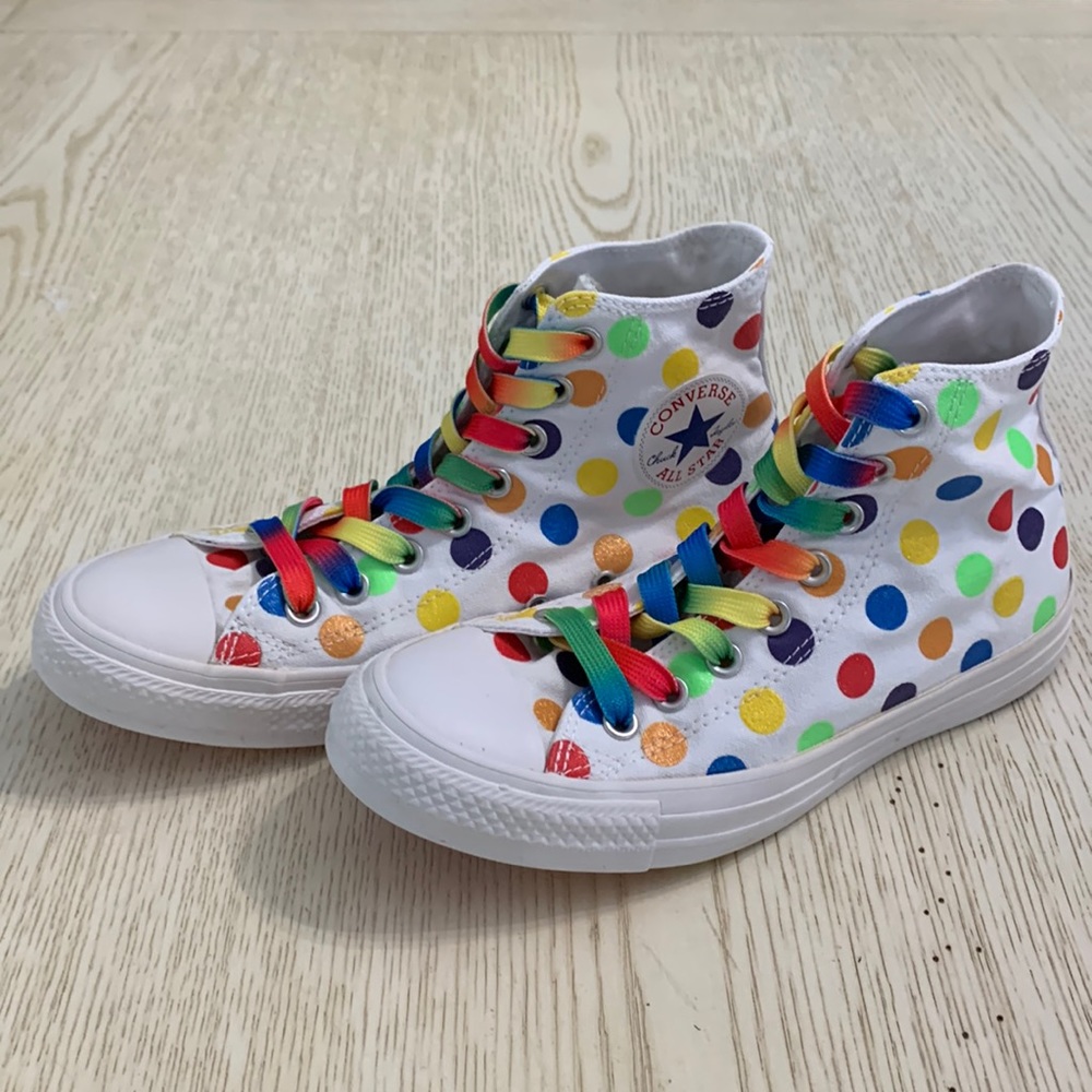 Converse White Multicolor Polka Dot Sneakers